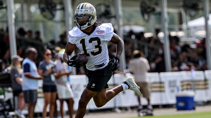 Running back Velus Jones Jr. at New Orleans Saints Training Camp