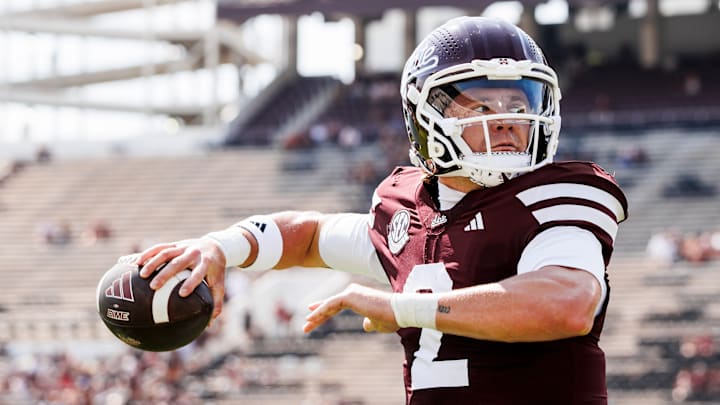 Mississippi State quarterback Blake Shapen warms up before Saturday's game against Northern Illinois. Mississippi State quarterback Blake Shapen warms up before Saturday's game against Northern Illinois.