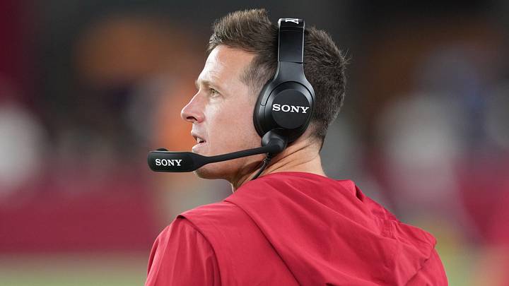 Aug 22, 2026; Glendale, Arizona, USA; Arizona Cardinals head coach Mike LaFleur looks on against the Dallas Cowboys during the second half at State Farm Stadium. Mandatory Credit: Joe Camporeale-Imagn Images