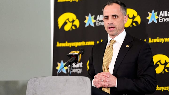 Ben McCollum, Iowa's new head men's basketball coach, speaks during his introductory press conference Tuesday, March 25, 2025 at Carver-Hawkeye Arena in Iowa City, Iowa. Ben McCollum, Iowa's new head men's basketball coach, speaks during his introductory press conference Tuesday, March 25, 2025 at Carver-Hawkeye Arena in Iowa City, Iowa.