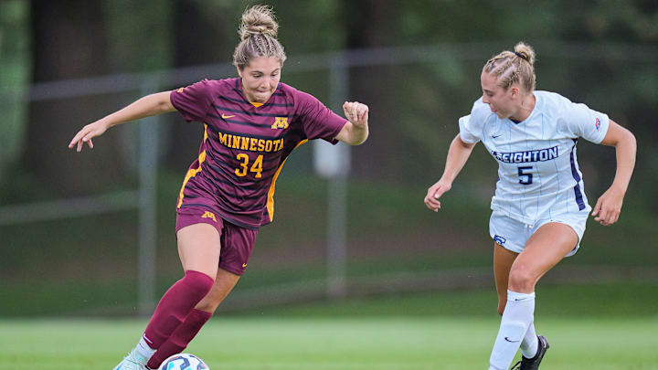 Gophers soccer standout Khyah Harper in action against Creighton on Aug. 15, 2024, at Elizabeth Lyle Robbie Stadium in St. Paul, Minn. Gophers soccer standout Khyah Harper in action against Creighton on Aug. 15, 2024, at Elizabeth Lyle Robbie Stadium in St. Paul, Minn.