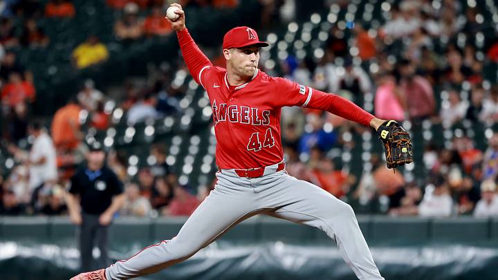 Aug 5, 2026; Baltimore, Maryland, USA; Los Angeles Angels pitcher Ben Joyce (44) throws during the seventh inning against the Baltimore Orioles at Oriole Park at Camden Yards. Mandatory Credit: Daniel Kucin Jr.-Imagn Images Aug 5, 2026; Baltimore, Maryland, USA; Los Angeles Angels pitcher Ben Joyce (44) throws during the seventh inning against the Baltimore Orioles at Oriole Park at Camden Yards. Mandatory Credit: Daniel Kucin Jr.-Imagn Images