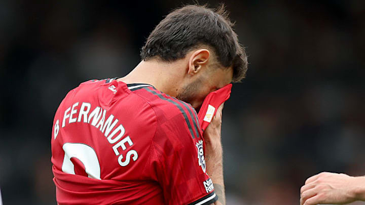 Bruno Fernandes couldn’t take his chance from 12 yards. Bruno Fernandes couldn’t take his chance from 12 yards.