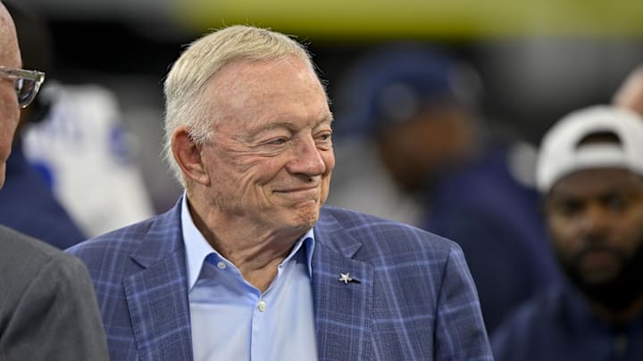 Dallas Cowboys owner Jerry Jones looks on before the game against the Baltimore Ravens.