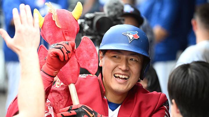Toronto Blue Jays third baseman Kazuma Okamoto. Credit: Dan Hamilton-Imagn Images