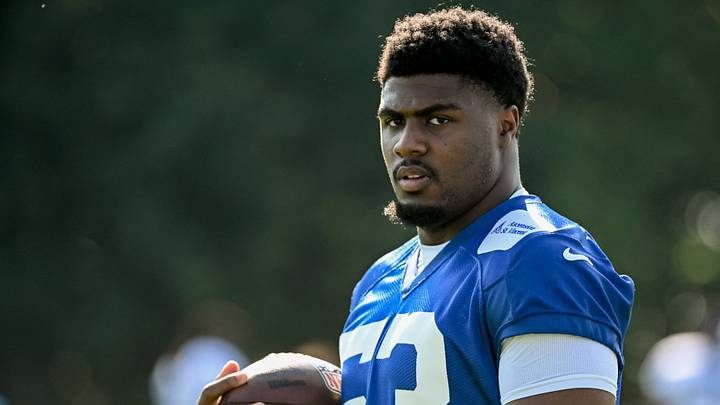 Jul 31, 2026; Westfield, IN, USA; Indianapolis Colts linebacker CJ Allen (53) participates in a drill on day three of training camp at Grand Park Sports Campus. Mandatory Credit: Robert Goddin-Imagn Images Jul 31, 2026; Westfield, IN, USA; Indianapolis Colts linebacker CJ Allen (53) participates in a drill on day three of training camp at Grand Park Sports Campus. Mandatory Credit: Robert Goddin-Imagn Images