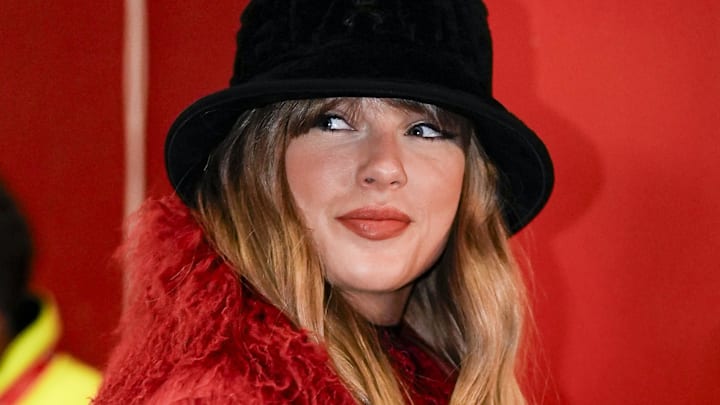 Dec 21, 2024; Kansas City, Missouri, USA; Recording artist Taylor Swift arrives prior to a game between the Houston Texans and the Kansas City Chiefs at GEHA Field at Arrowhead Stadium. 