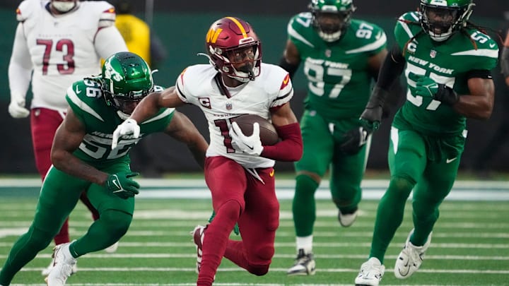 Dec 24, 2023; East Rutherford, New Jersey, USA; Washington Commanders wide receiver Terry McLaurin (17) runs for a second half first down against the New York Jet at MetLife Stadium. Mandatory Credit: Robert Deutsch-Imagn Images Dec 24, 2023; East Rutherford, New Jersey, USA; Washington Commanders wide receiver Terry McLaurin (17) runs for a second half first down against the New York Jet at MetLife Stadium. Mandatory Credit: Robert Deutsch-Imagn Images