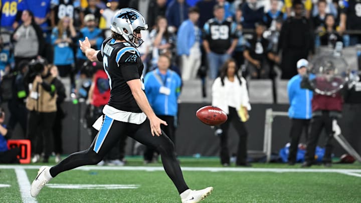 Carolina Panthers punter Sam Martin (6) punts in the fourth quarter in an NFC Wild Card Round game 