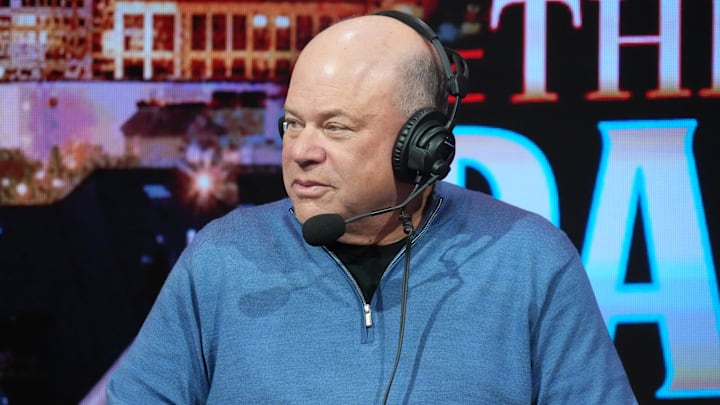 Feb 6, 2026; San Francisco, CA, USA; Carolina Panthers owner David Tepper on the Pat McAfee Show set at the Super Bowl LX media center at the Moscone Center. Mandatory Credit: Kirby Lee-Imagn Images