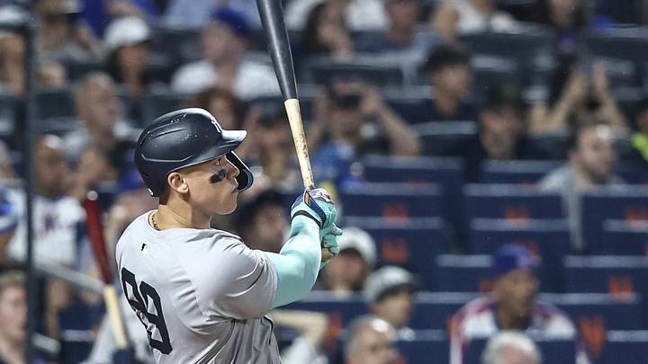 New York Yankees center fielder Aaron Judge (99) hits a two run home run in the sixth inning against the New York Mets at Citi Field on June 26. New York Yankees center fielder Aaron Judge (99) hits a two run home run in the sixth inning against the New York Mets at Citi Field on June 26.