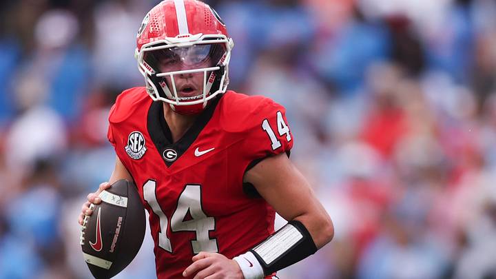 Georgia Football QB Gunner Stockton looks to pass Ole Miss. Georgia Football QB Gunner Stockton looks to pass Ole Miss.