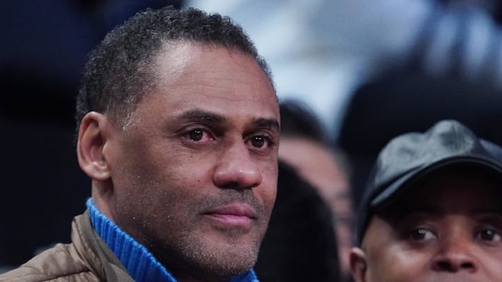 Feb 18, 2023; Salt Lake City, UT, USA; Detroit Pistons general manager Troy Weavers attends the