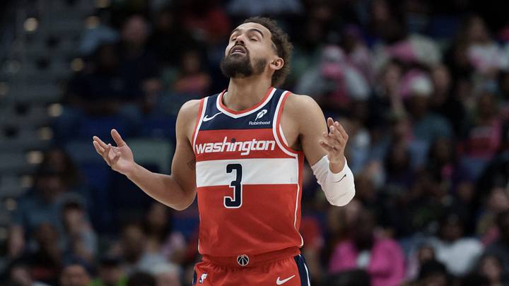 Mar 8, 2026; New Orleans, Louisiana, USA; Washington Wizards guard Trae Young (3) reacts after a three-point basket against the New Orleans Pelicans during the first half at Smoothie King Center. Mar 8, 2026; New Orleans, Louisiana, USA; Washington Wizards guard Trae Young (3) reacts after a three-point basket against the New Orleans Pelicans during the first half at Smoothie King Center.