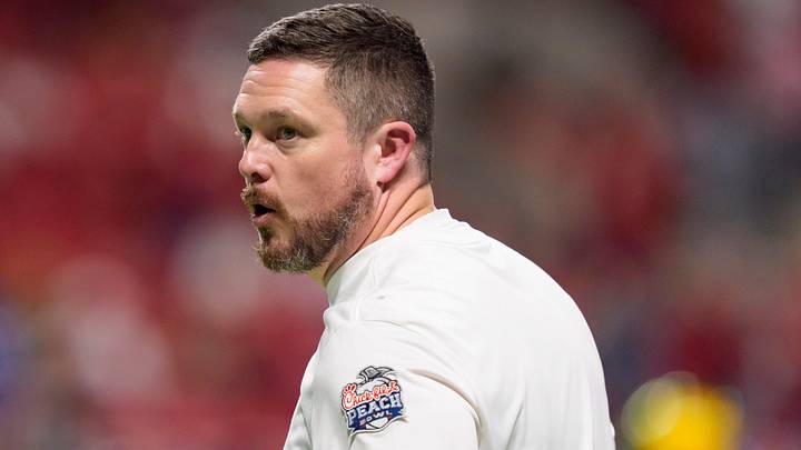 Oregon head coach Dan Lanning takes the field as the Oregon Ducks face the Indiana Hoosiers in the Peach Bowl Oregon head coach Dan Lanning takes the field as the Oregon Ducks face the Indiana Hoosiers in the Peach Bowl