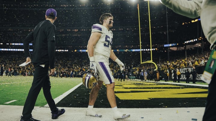 Drew Fowler leaves the field at the CFP national championship game in Houston.