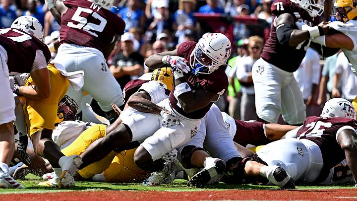 Sep 12, 2026; College Station, Texas, USA; Texas A&M Aggies running back Rueben Owens II (4) scores a touchdown during the first quarter against Arizona State Sun Devils at Kyle Field. Mandatory Credit: Maria Lysaker-Imagn Images Sep 12, 2026; College Station, Texas, USA; Texas A&M Aggies running back Rueben Owens II (4) scores a touchdown during the first quarter against Arizona State Sun Devils at Kyle Field. Mandatory Credit: Maria Lysaker-Imagn Images