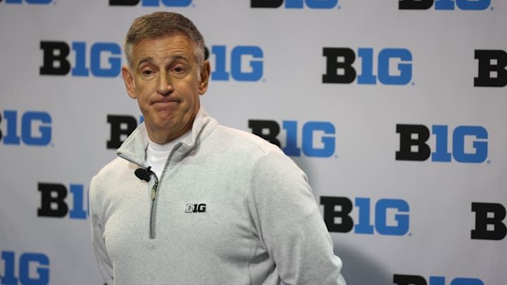 Oct 9, 2025; Rosemont, IL, USA; Big Ten Commissioner Tony Petitti speaks during Big Ten Men’s Basketball Media Days at the Donald E. Stephens Convention Center. Mandatory Credit: Talia Sprague-Imagn Images