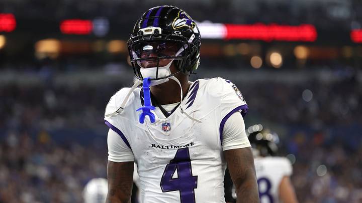 Sep 13, 2026; Indianapolis, Indiana, USA; Baltimore Ravens wide receiver Zay Flowers (4) celebrates after he scores a touchdown against the Indianapolis Colts at Lucas Oil Stadium. Mandatory Credit: Trevor Ruszkowski-Imagn Images Sep 13, 2026; Indianapolis, Indiana, USA; Baltimore Ravens wide receiver Zay Flowers (4) celebrates after he scores a touchdown against the Indianapolis Colts at Lucas Oil Stadium. Mandatory Credit: Trevor Ruszkowski-Imagn Images