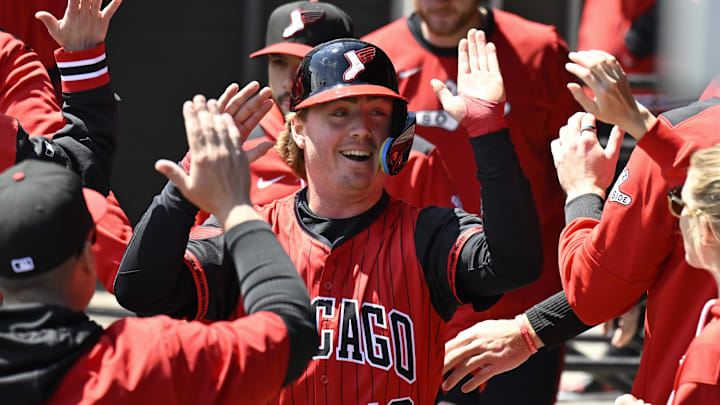Chicago White Sox second baseman Chase Meidroth (10) celebrates after scoring against the Houston Astros at Rate Field. Chicago White Sox second baseman Chase Meidroth (10) celebrates after scoring against the Houston Astros at Rate Field.