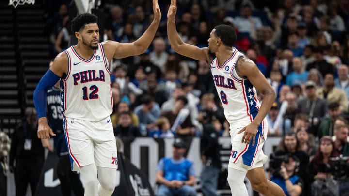 Dec 27, 2023; Orlando, Florida, USA; Philadelphia 76ers forward Tobias Harris (12) and small guard