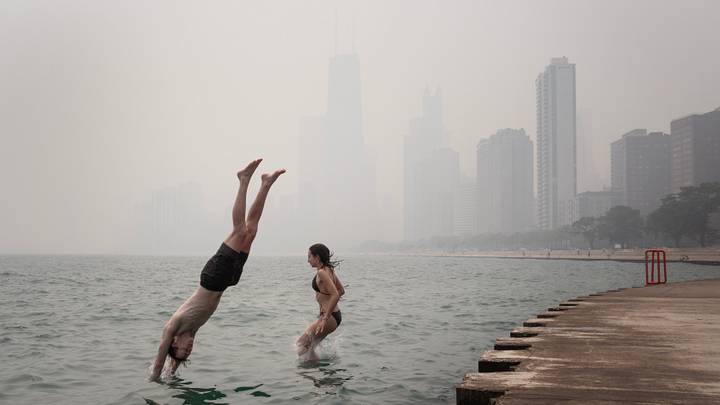 Smoke from Canadian wildfires fills the skies of Chicago. 