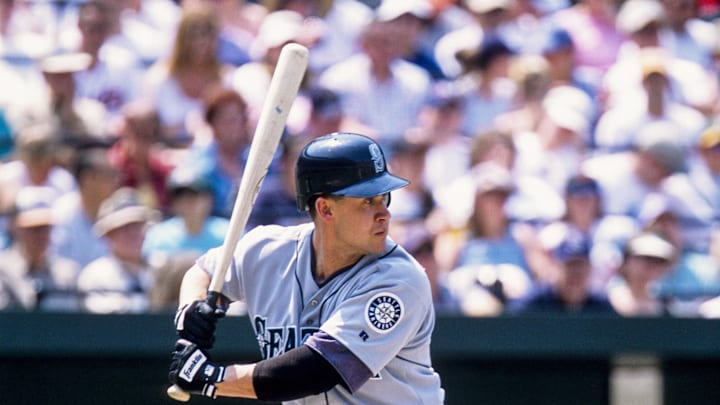 Seattle Mariners second baseman Bret Boone in action at the plate against the Baltimore Orioles at Camden Yards during the 2002 season. Seattle Mariners second baseman Bret Boone in action at the plate against the Baltimore Orioles at Camden Yards during the 2002 season.