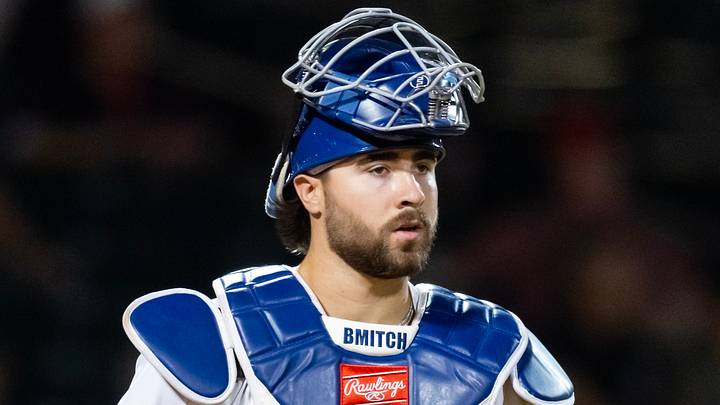 Nov 9, 2025; Mesa, AZ, USA; Kansas City Royals catcher Blake Mitchell (8) during the Arizona Fall League Fall Stars Game at Sloan Park. Mandatory Credit: Mark J. Rebilas-Imagn Images Nov 9, 2025; Mesa, AZ, USA; Kansas City Royals catcher Blake Mitchell (8) during the Arizona Fall League Fall Stars Game at Sloan Park. Mandatory Credit: Mark J. Rebilas-Imagn Images