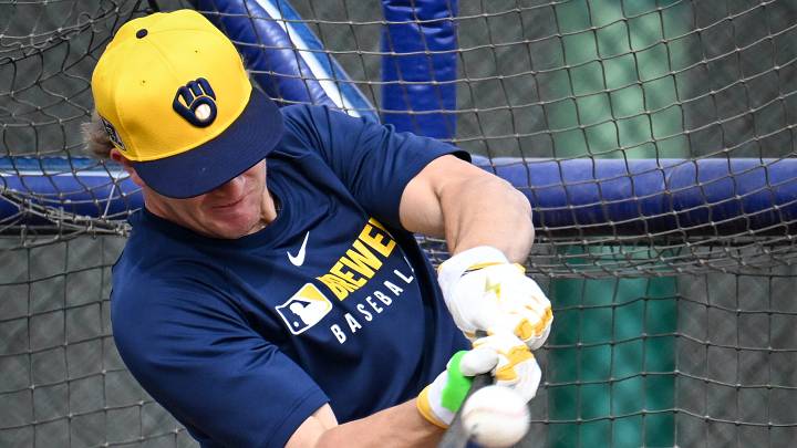 Milwaukee Brewers shortstop Cooper Pratt hits in the batting cage during spring training workouts Monday, February 17, 2025, at American Family Fields of Phoenix in Phoenix, Arizona. Milwaukee Brewers shortstop Cooper Pratt hits in the batting cage during spring training workouts Monday, February 17, 2025, at American Family Fields of Phoenix in Phoenix, Arizona.