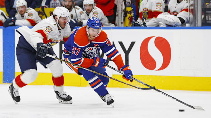 The Oilers are favored in Game 1 of the Stanley Cup Final against the Panthers.