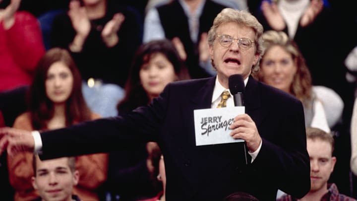 Jerry Springer Gesturing While Taping His Show