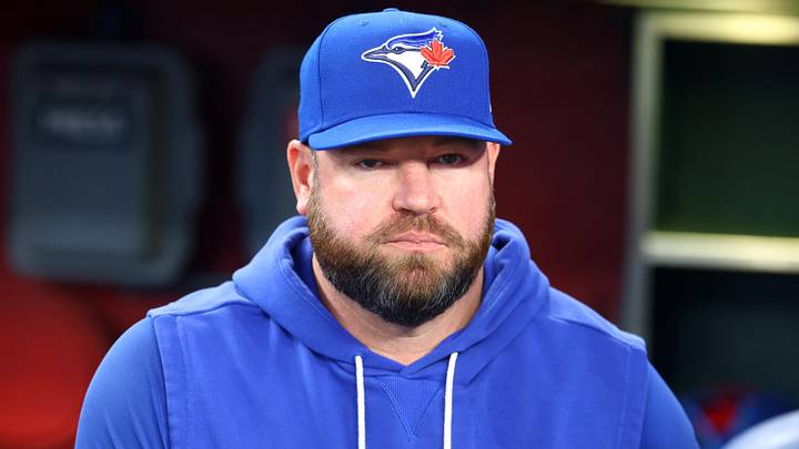 Apr 19, 2026; Phoenix, Arizona, USA; Toronto Blue Jays manager John Schneider against the Arizona Diamondbacks at Chase Field