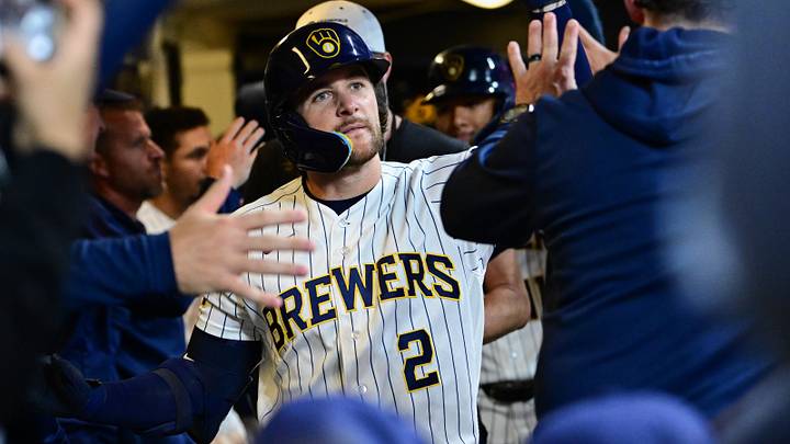 Sep 26, 2026; Milwaukee, Wisconsin, USA; Milwaukee Brewers second baseman Brice Turang (2) is greeted in the dugout after hitting a two run home run in the fifth inning against the St. Louis Cardinals at American Family Field. Mandatory Credit: Benny Sieu-Imagn Images Sep 26, 2026; Milwaukee, Wisconsin, USA; Milwaukee Brewers second baseman Brice Turang (2) is greeted in the dugout after hitting a two run home run in the fifth inning against the St. Louis Cardinals at American Family Field. Mandatory Credit: Benny Sieu-Imagn Images