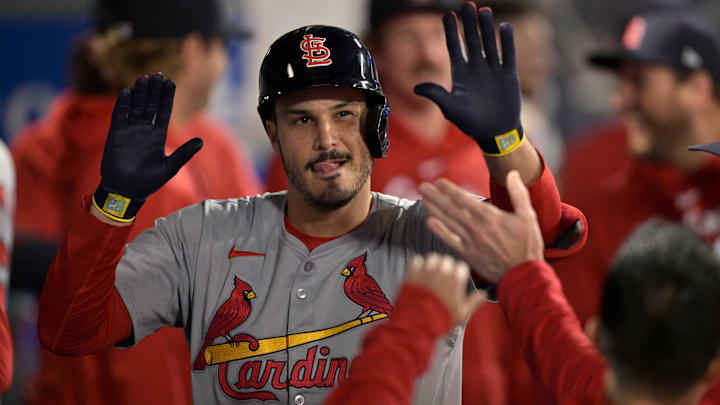 May 13, 2024; Anaheim, California, USA;   St. Louis Cardinals third baseman Nolan Arenado (28) is