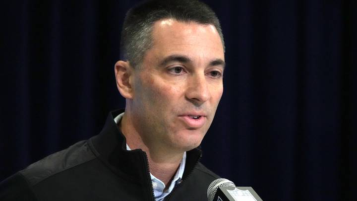 Feb 27, 2024; Indianapolis, IN, USA; Las Vegas Raiders general manager Tom Telesco during the NFL Feb 27, 2024; Indianapolis, IN, USA; Las Vegas Raiders general manager Tom Telesco during the NFL
