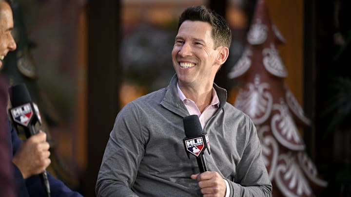 Dec 9, 2024; Dallas, TX, USA; Boston Red Sox chief baseball officer Craig Breslow speaks with the media
at the Hilton Anatole during the 2024 MLB Winter Meetings. Mandatory Credit: Jerome Miron-Imagn Images Dec 9, 2024; Dallas, TX, USA; Boston Red Sox chief baseball officer Craig Breslow speaks with the media
at the Hilton Anatole during the 2024 MLB Winter Meetings. Mandatory Credit: Jerome Miron-Imagn Images