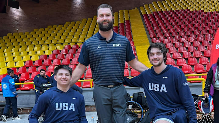 Alabama Wheelchair Basketball's Tim Houston, Collin Lancaster and assistant coach Michael Auprince representing Team USA Alabama Wheelchair Basketball's Tim Houston, Collin Lancaster and assistant coach Michael Auprince representing Team USA