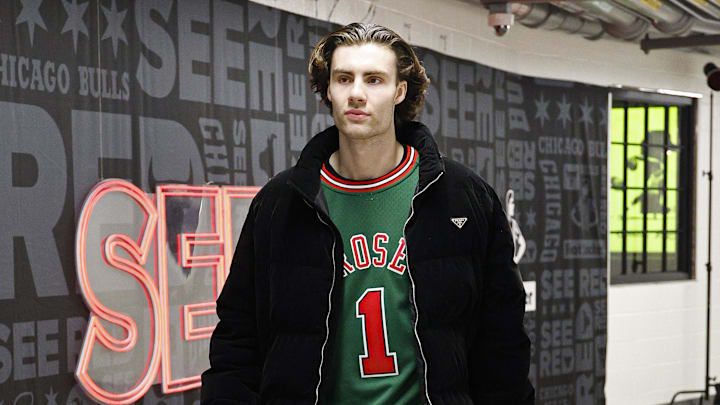 Jan 24, 2026; Chicago, Illinois, USA; Chicago Bulls guard Josh Giddey (3) arrives at United Center before an NBA game against the Boston Celtics. Mandatory Credit: Kamil Krzaczynski-Imagn Images