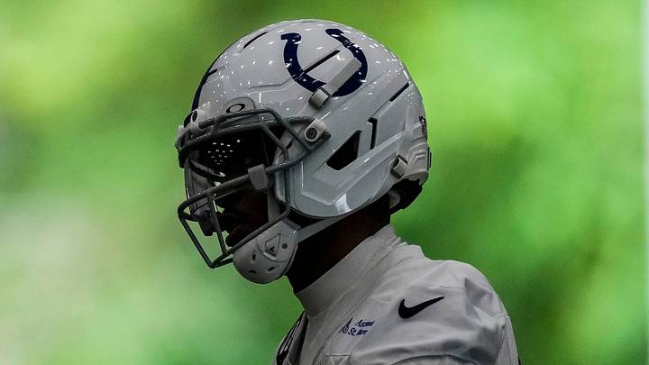 Indianapolis Colts safety Juanyeh Thomas (33) walks up the field Wednesday, May 27, 2026, during practice at the Indiana Farm Bureau Football Center in Indianapolis. Indianapolis Colts safety Juanyeh Thomas (33) walks up the field Wednesday, May 27, 2026, during practice at the Indiana Farm Bureau Football Center in Indianapolis.