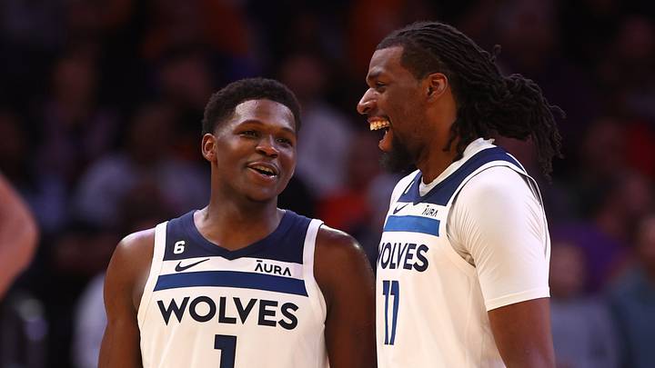 Nov 1, 2022; Phoenix, Arizona, USA; Minnesota Timberwolves guard Anthony Edwards (1) and center Naz Reid (11) against the Phoenix Suns at Footprint Center. Mandatory Credit: Mark J. Rebilas-USA TODAY Sports Nov 1, 2022; Phoenix, Arizona, USA; Minnesota Timberwolves guard Anthony Edwards (1) and center Naz Reid (11) against the Phoenix Suns at Footprint Center. Mandatory Credit: Mark J. Rebilas-USA TODAY Sports