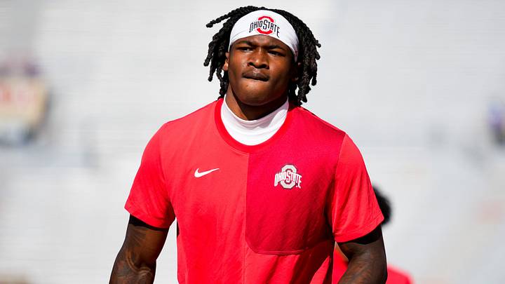 Ohio State Buckeyes wide receiver Jeremiah Smith (4) warms-up before the game against the Wisconsin Badgers at Camp Randall Stadium on Saturday, Oct. 18, 2025 in Madison, Wisconsin. Ohio State Buckeyes wide receiver Jeremiah Smith (4) warms-up before the game against the Wisconsin Badgers at Camp Randall Stadium on Saturday, Oct. 18, 2025 in Madison, Wisconsin.
