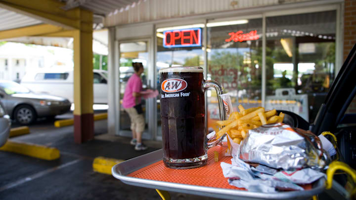 An A&W restaurant.