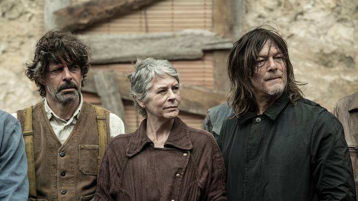 Eduardo Noriega as Antonio, Melissa McBride as Carol Peletier, Norman Reedus as Daryl Dixon - The Walking Dead: Daryl Dixon season 3