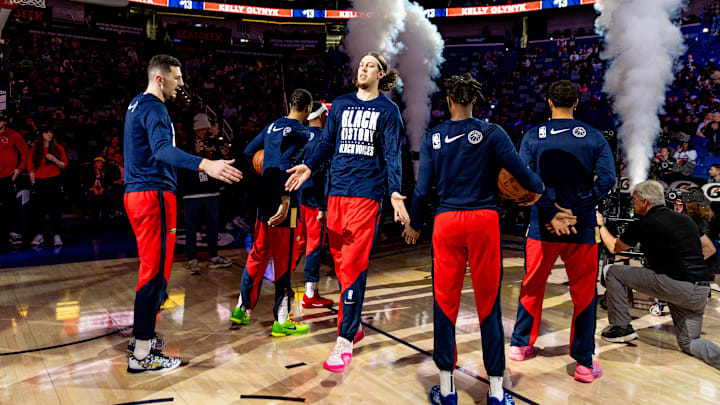 Feb 23, 2025; New Orleans, Louisiana, USA;  New Orleans Pelicans forward Kelly Olynyk (13) is announced to the fans before the game against the San Antonio Spurs at Smoothie King Center. Mandatory Credit: Stephen Lew-Imagn Images