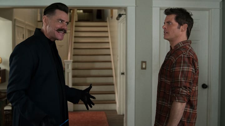 Jim Carrey and James Marsden in SONIC THE HEDGEHOG from Paramount Pictures and Sega. Photo Credit: Doane Gregory.