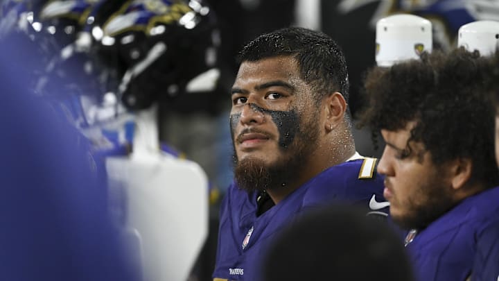 Baltimore Ravens offensive guard Daniel Faalele