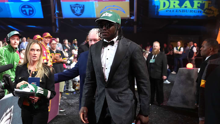 Apr 23, 2026; Pittsburgh, PA, USA; Texas Tech Red Raiders linebacker David Bailey is selected by the New York Jets as the number two pick during the 2026 NFL Draft at Acrisure Stadium. Mandatory Credit: Kirby Lee-Imagn Images