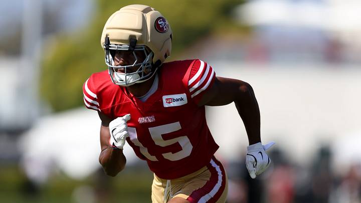 Aug 6, 2026; Santa Clara, CA, USA; San Francisco 49ers wide receiver De'Zhaun Stribling (15) during training camp at SAP Performance Facility. Mandatory Credit: Sergio Estrada-Imagn Images Aug 6, 2026; Santa Clara, CA, USA; San Francisco 49ers wide receiver De'Zhaun Stribling (15) during training camp at SAP Performance Facility. Mandatory Credit: Sergio Estrada-Imagn Images