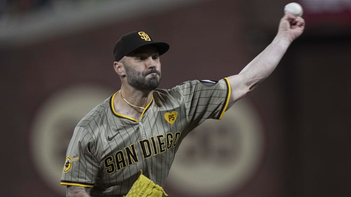 San Diego Padres relief pitcher Tanner Scott pitches during the seventh inning against the San Francisco Giants.