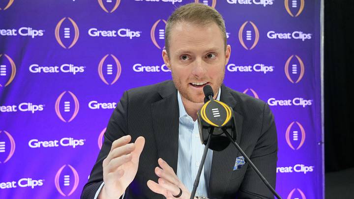 Jan 6, 2024; Houston, TX, USA; ESPN analyst Greg McElroy talks to the media during media day before the College Football Playoff national championship game against the Michigan Wolverines at George R Brown Convention Center. Mandatory Credit: Kirby Lee-Imagn Images Jan 6, 2024; Houston, TX, USA; ESPN analyst Greg McElroy talks to the media during media day before the College Football Playoff national championship game against the Michigan Wolverines at George R Brown Convention Center. Mandatory Credit: Kirby Lee-Imagn Images